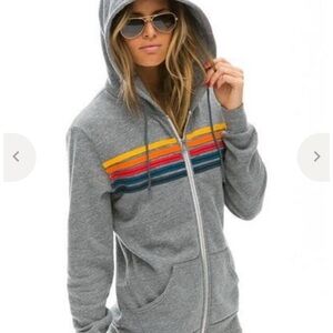 Aviator nation, gray, five stripes, zip hoodie. New in bag. Size small.